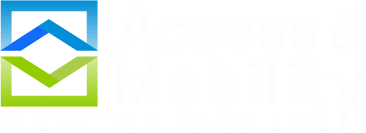 Access & Mobility logo with the tagline 'ELEVATING YOUR LIFE' and a geometric design.